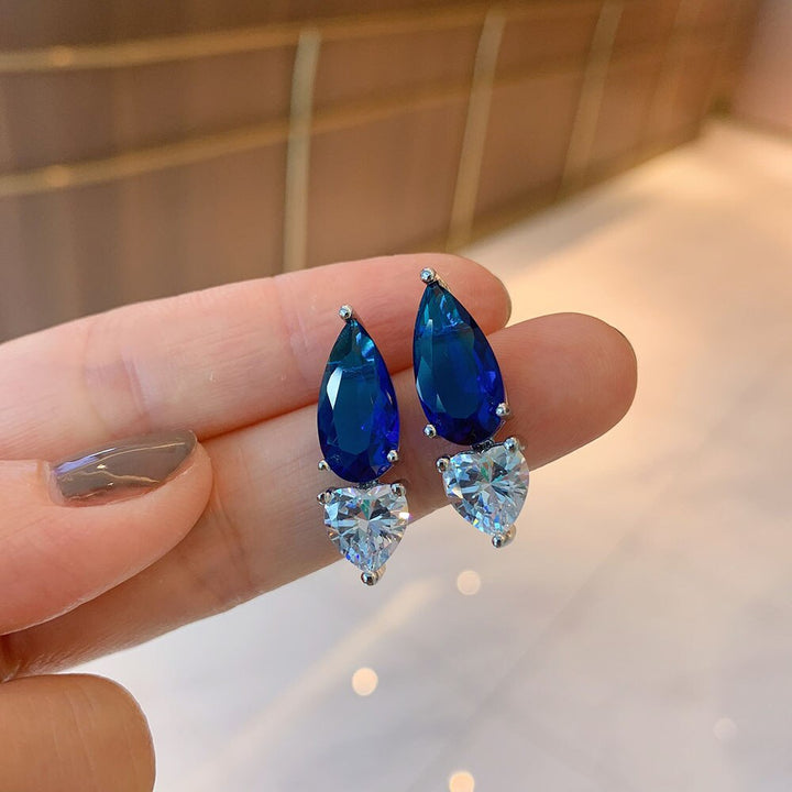 Water Drop Tanzanite Gemstone Lab Diamond Pendant Necklace/Earrings