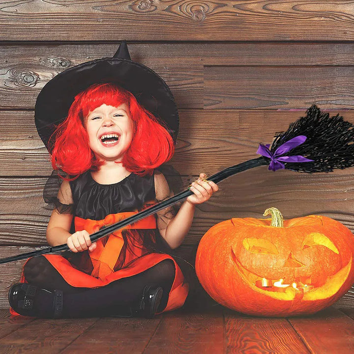 Halloween Witch Broom with Colorful Ribbon