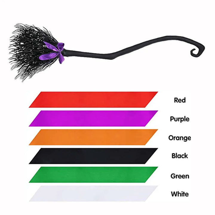 Halloween Witch Broom with Colorful Ribbon
