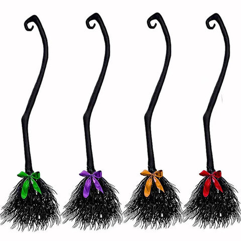 Halloween Witch Broom with Colorful Ribbon