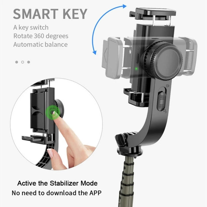 Selfie Stick with Built-In Gimbal Stabilizer